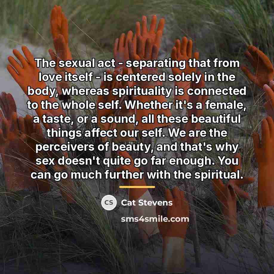 “The sexual act - separating that from love itself -…” quote by Cat Stevens