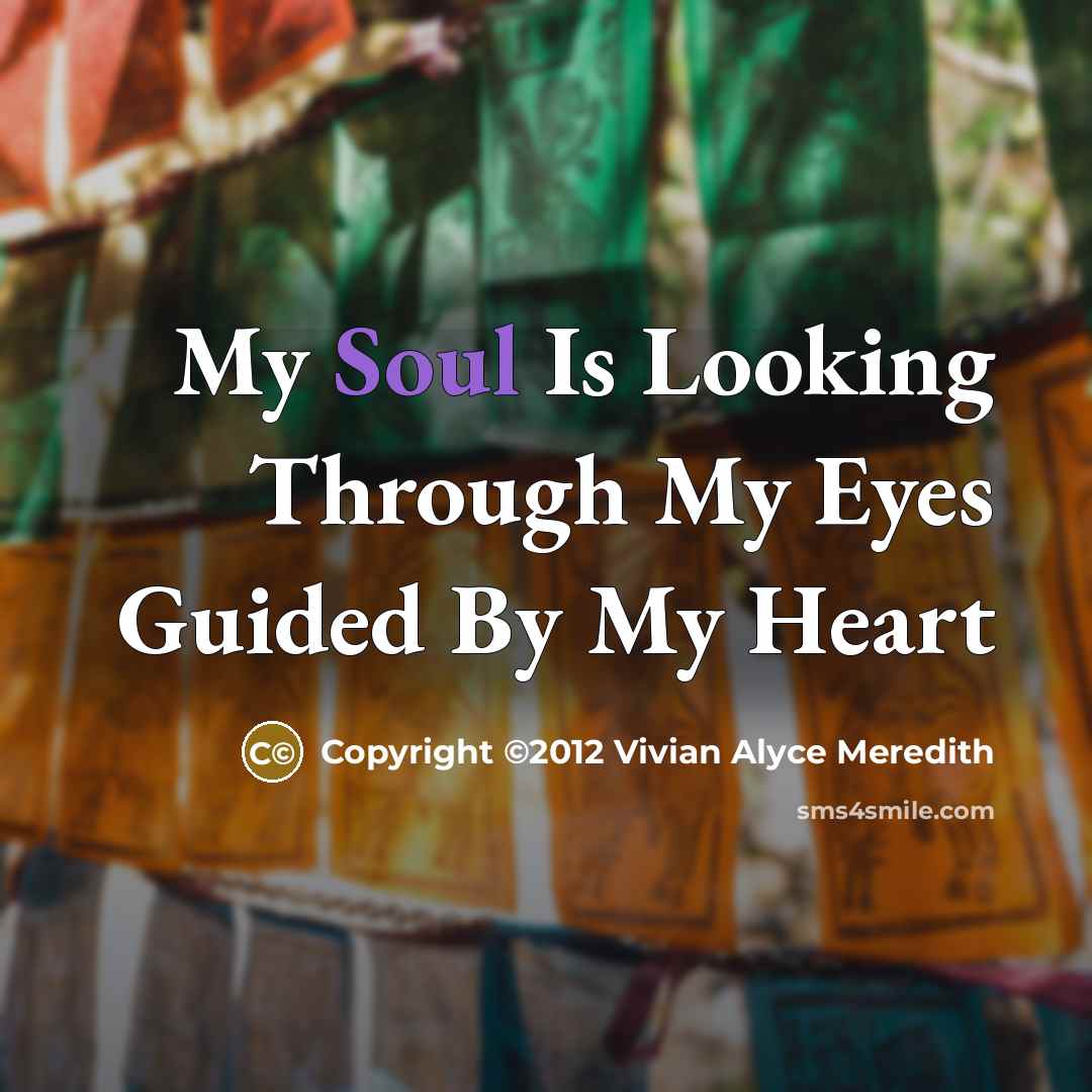 “My Soul Is Looking Through My Eyes Guided By My Heart” quote by Copyright ©2012 Vivian Alyce Meredith