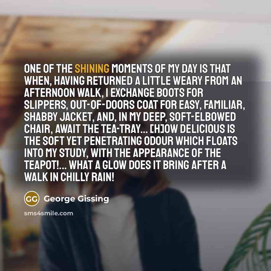 “One of the shining moments of my day is that…” quote by George Gissing