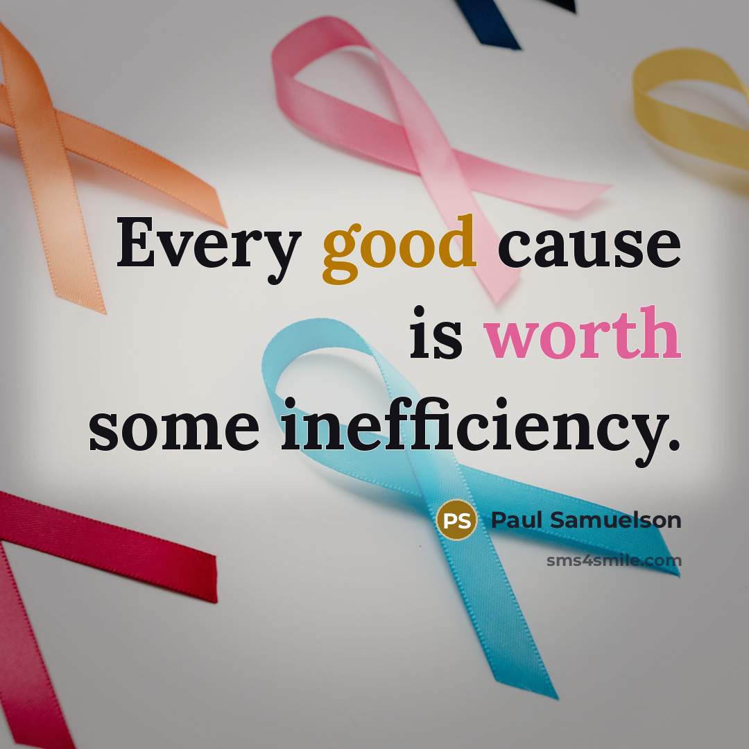“Every good cause is worth some inefficiency.” quote by Paul Samuelson