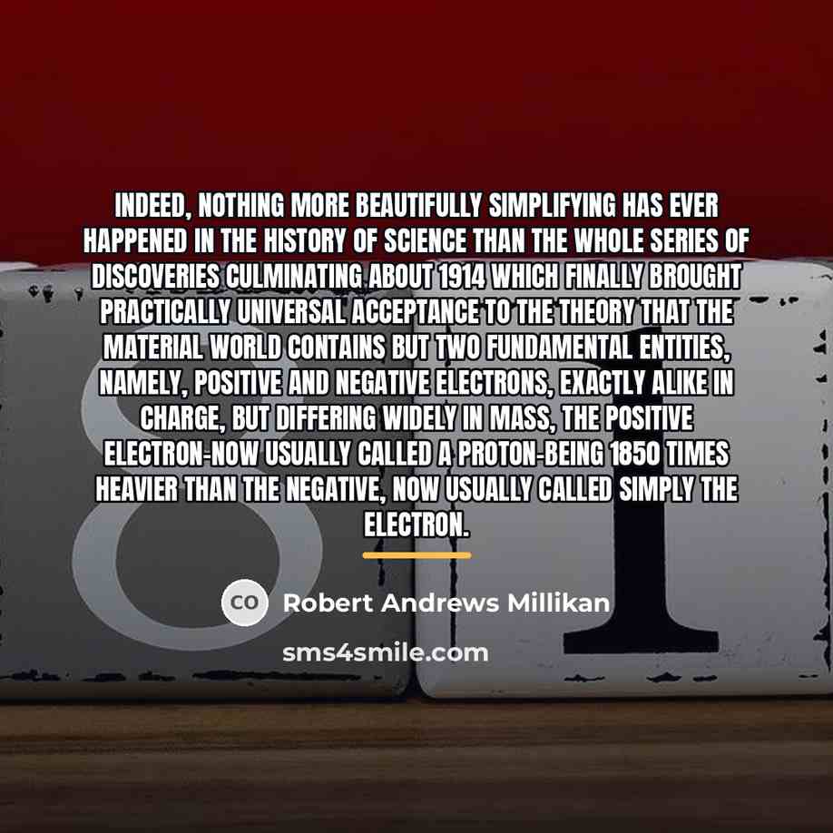 “Indeed, nothing more beautifully simplifying has ever happened in the…” quote by Robert Andrews Millikan