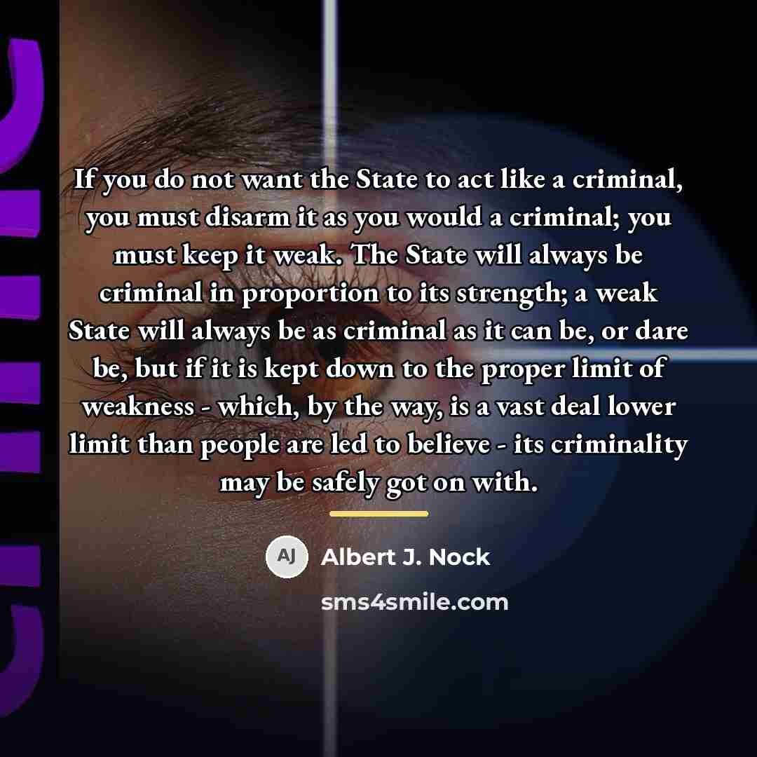 “If you do not want the State to act like…” quote by Albert J. Nock