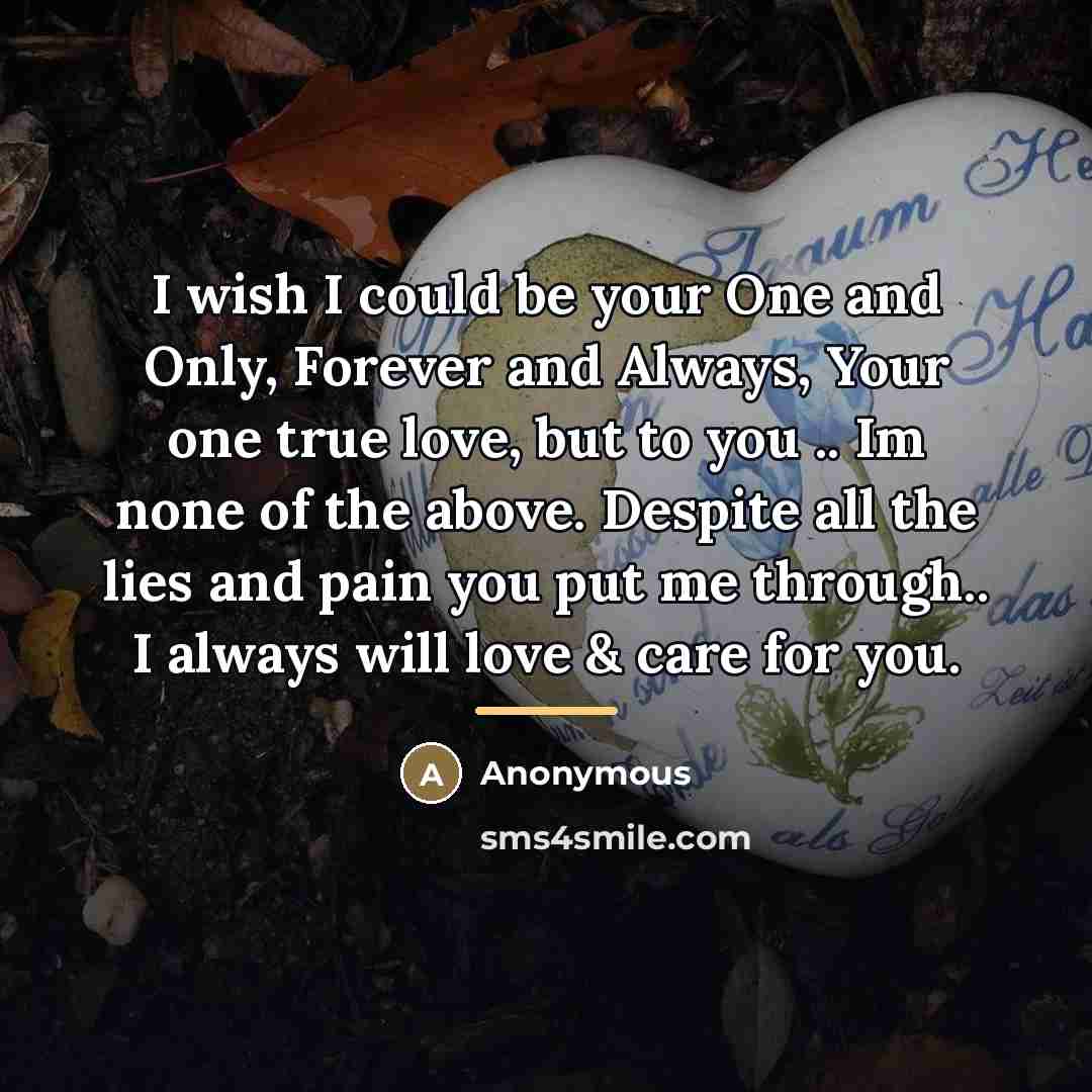 “I wish I could be your One and Only, Forever…” quote by Anonymous