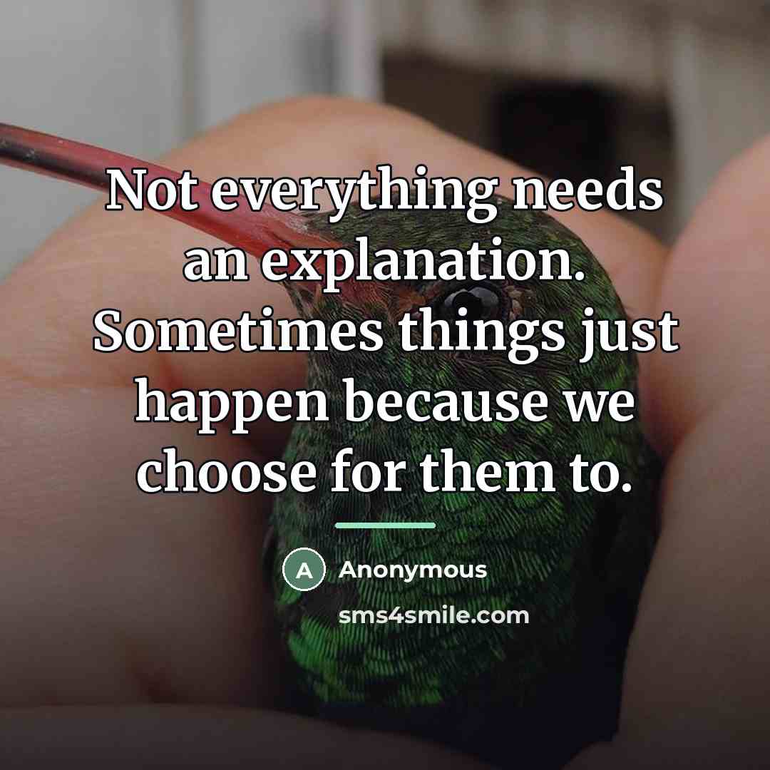 “Not everything needs an explanation. Sometimes things just happen because…” quote by Anonymous