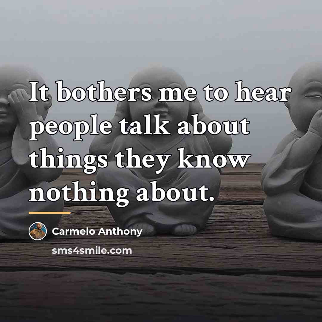 “It bothers me to hear people talk about things they…” quote by Carmelo Anthony