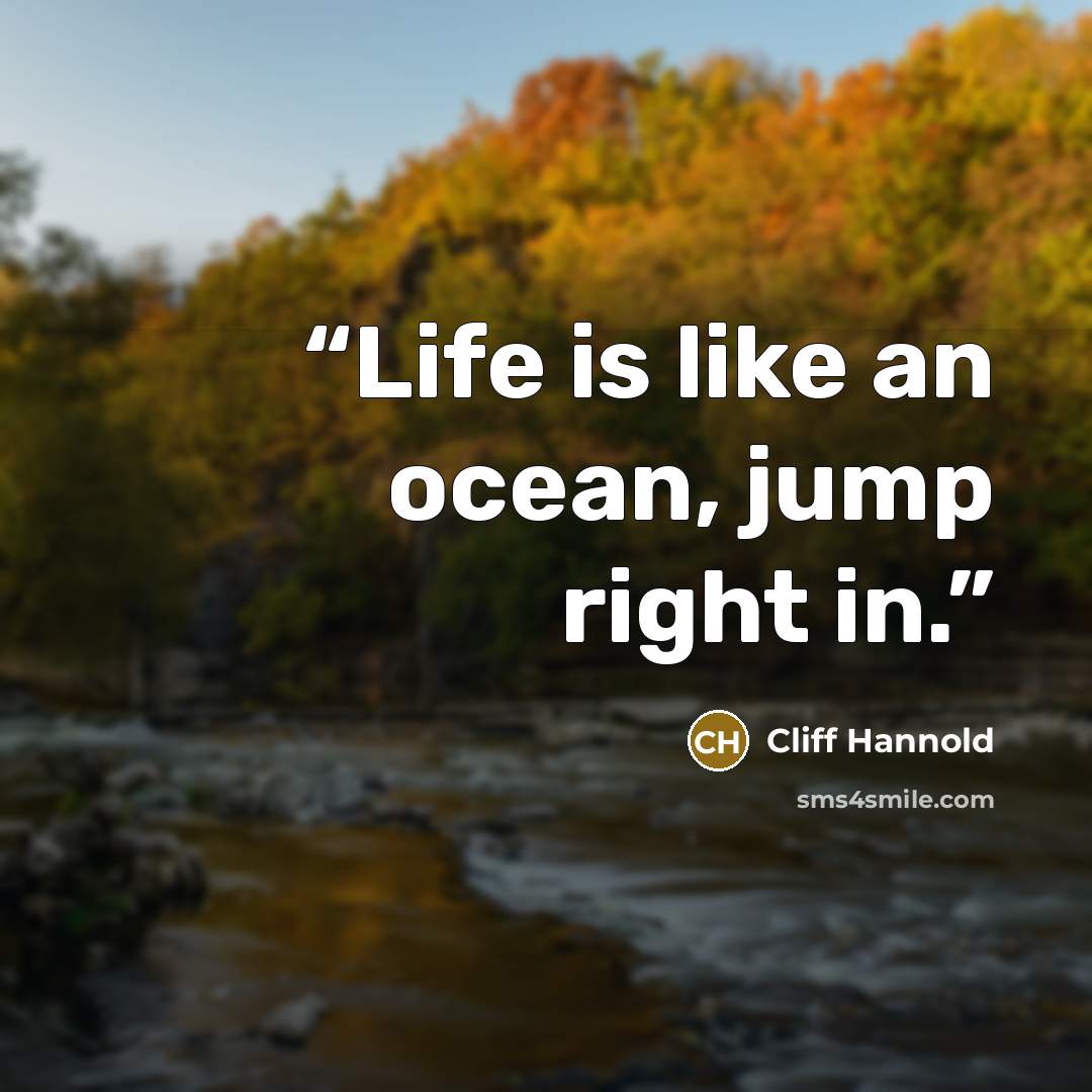 “Life is like an ocean, jump right in.” quote by Cliff Hannold