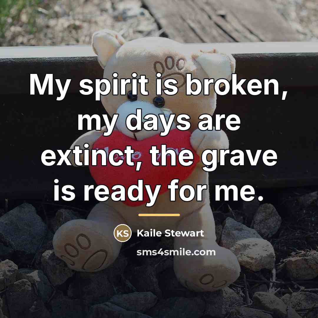 “My spirit is broken, my days are extinct, the grave…” quote by Kaile Stewart