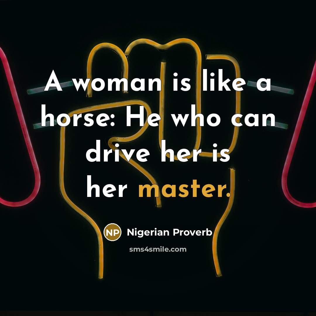 “A woman is like a horse: He who can drive…” quote by Nigerian Proverb
