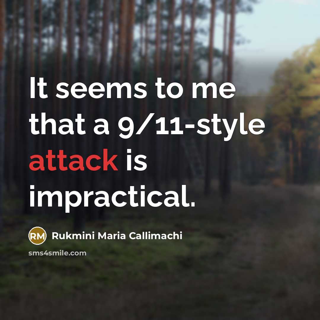 “It seems to me that a 9/11-style attack is impractical.…” quote by Rukmini Maria Callimachi