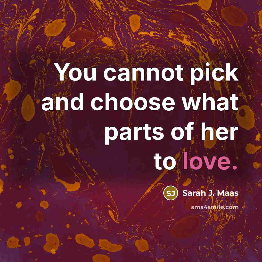“You cannot pick and choose what parts of her to…” quote by Sarah J. Maas