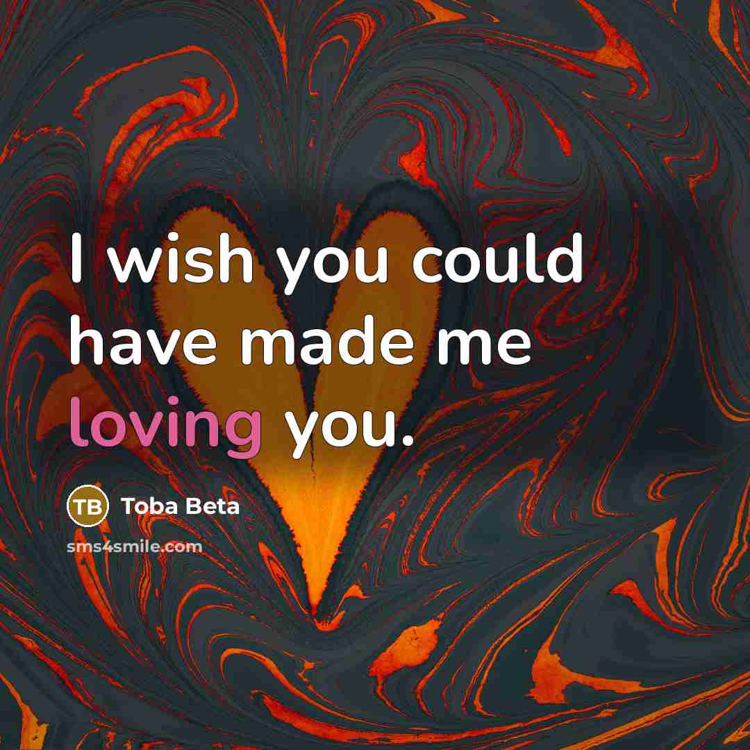 “I wish you could have made me loving you.…” quote by Toba Beta