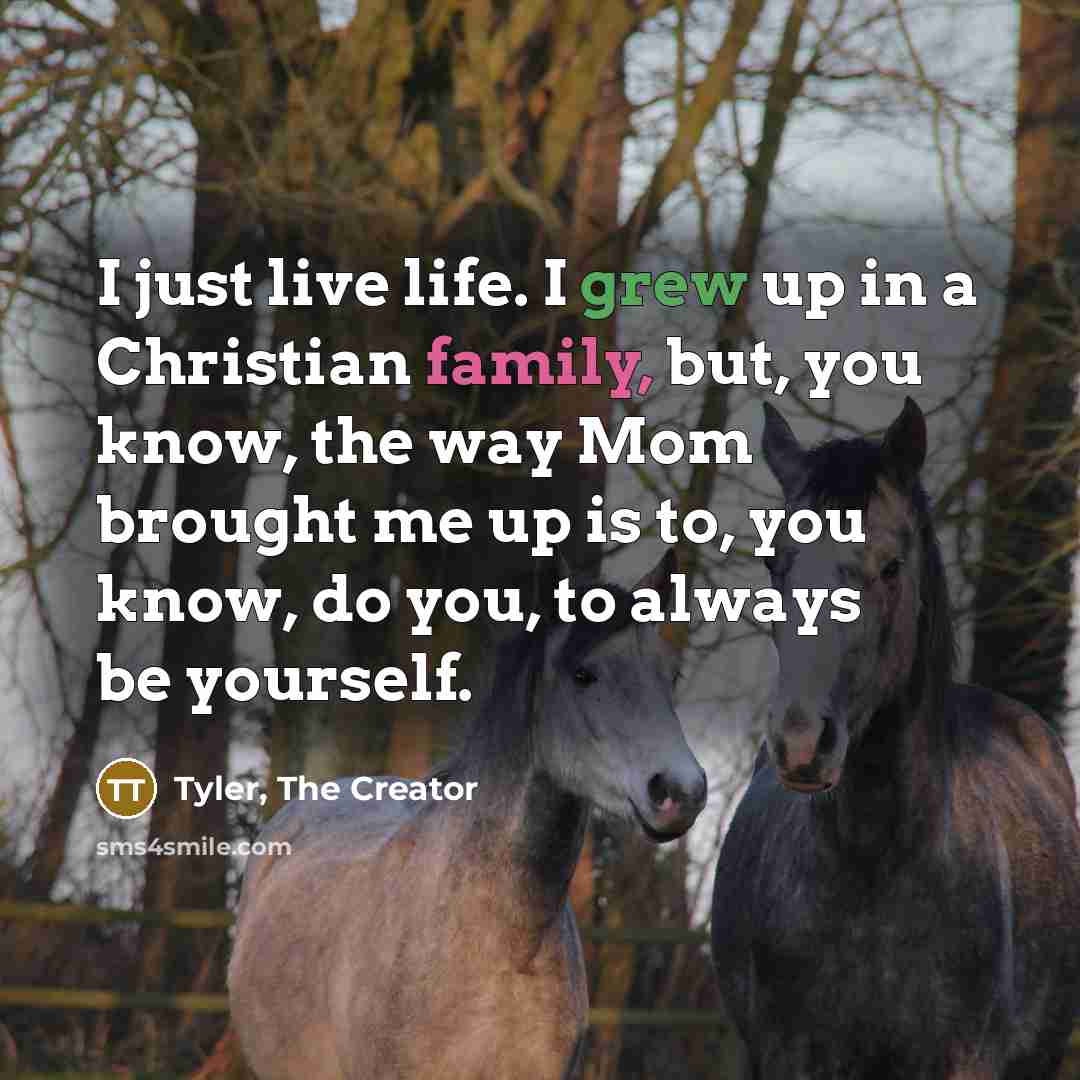 “I just live life. I grew up in a Christian…” quote by Tyler, The Creator