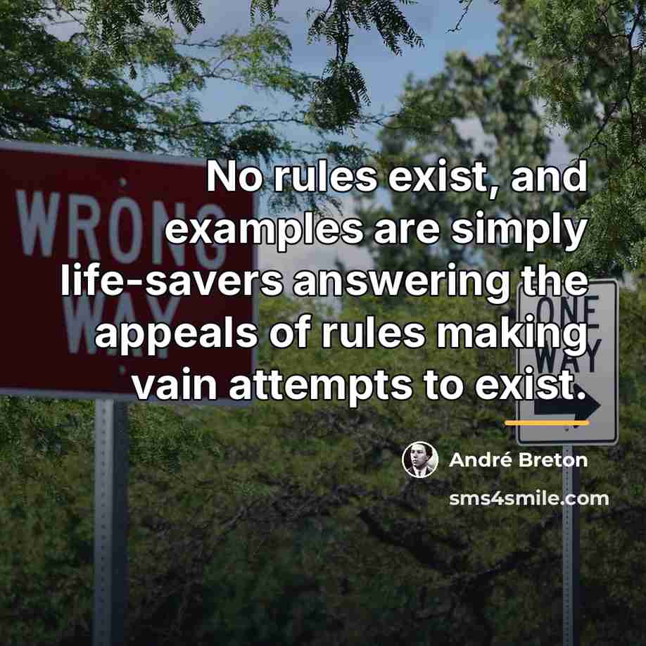 “No rules exist, and examples are simply life-savers answering the…” quote by Andre Breton