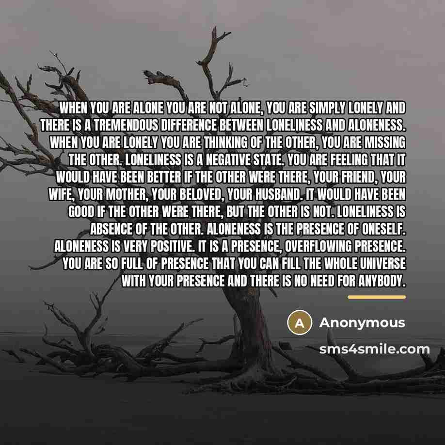 “When you are alone you are not alone, you are…” quote by Anonymous