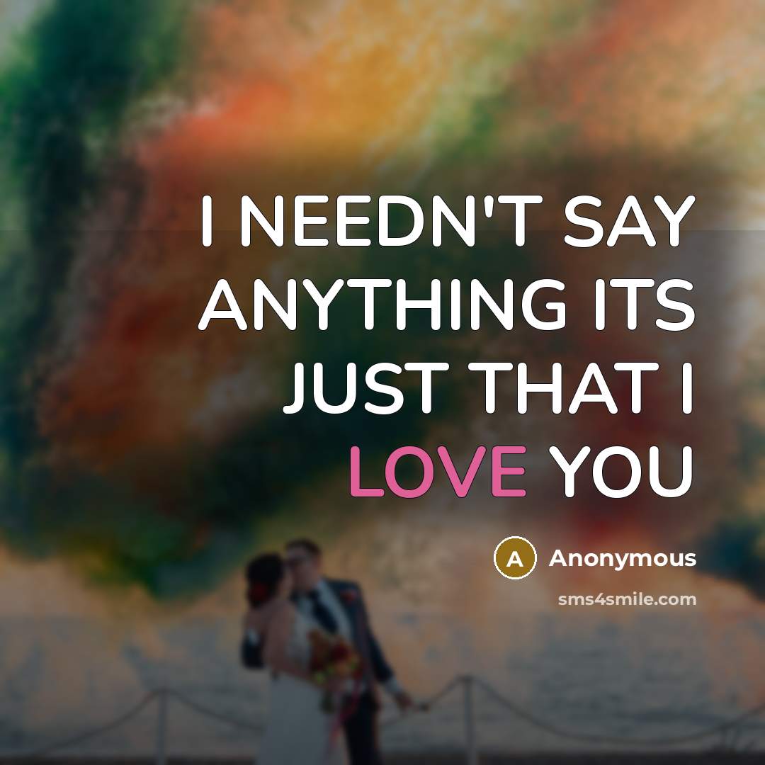 “I NEEDN'T SAY ANYTHING ITS JUST THAT I LOVE YOU” quote by Anonymous