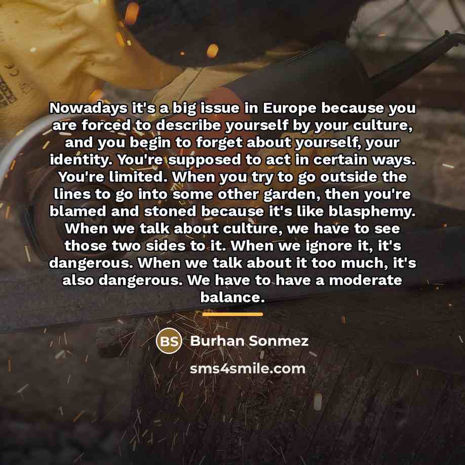 “Nowadays it's a big issue in Europe because you are…” quote by Burhan Sonmez