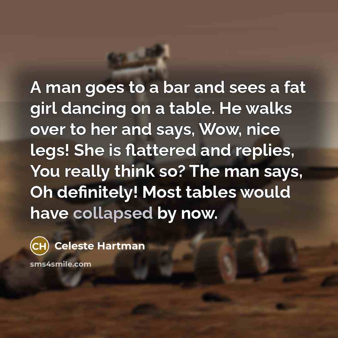 “A man goes to a bar and sees a fat…” quote by Celeste Hartman