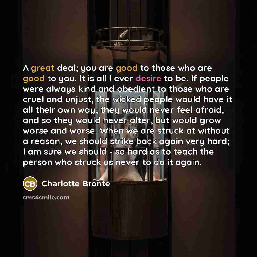 “A great deal; you are good to those who are…” quote by Charlotte Bronte
