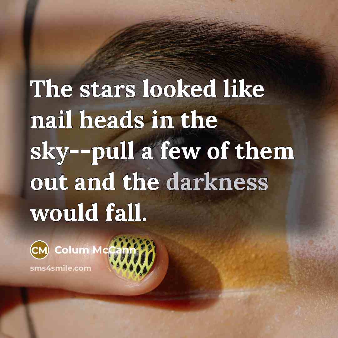“The stars looked like nail heads in the sky--pull a…” quote by Colum McCann