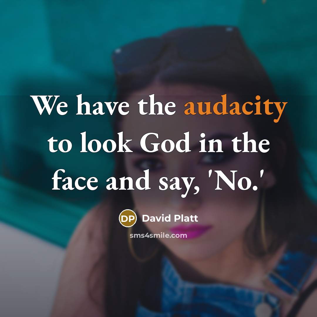 “We have the audacity to look God in the face…” quote by David Platt