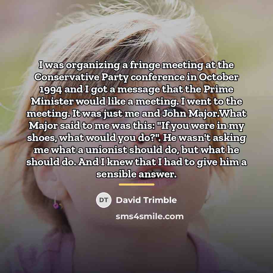 “I was organizing a fringe meeting at the Conservative Party…” quote by David Trimble