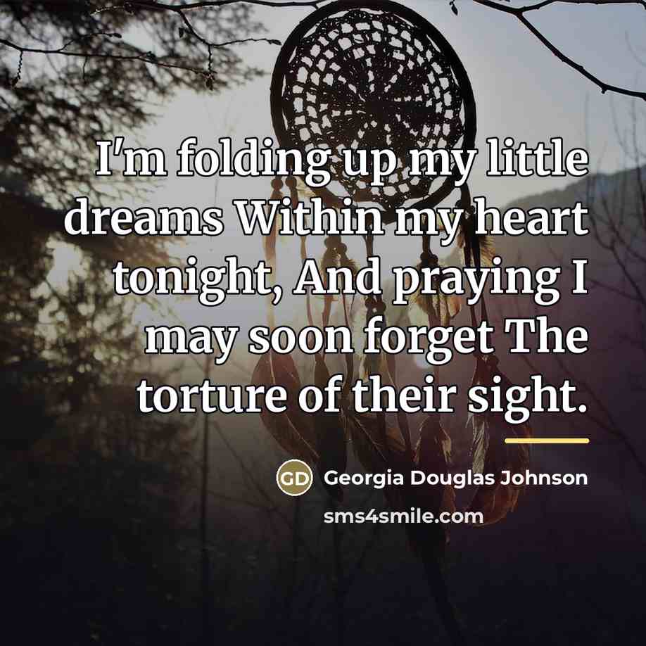 “I'm folding up my little dreams Within my heart tonight,…” quote by Georgia Douglas Johnson