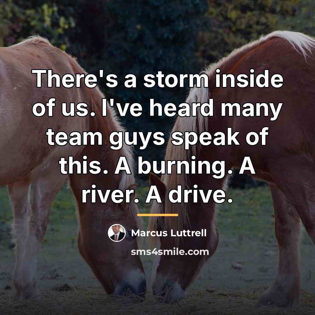 “There's a storm inside of us. I've heard many team…” quote by Marcus Luttrell