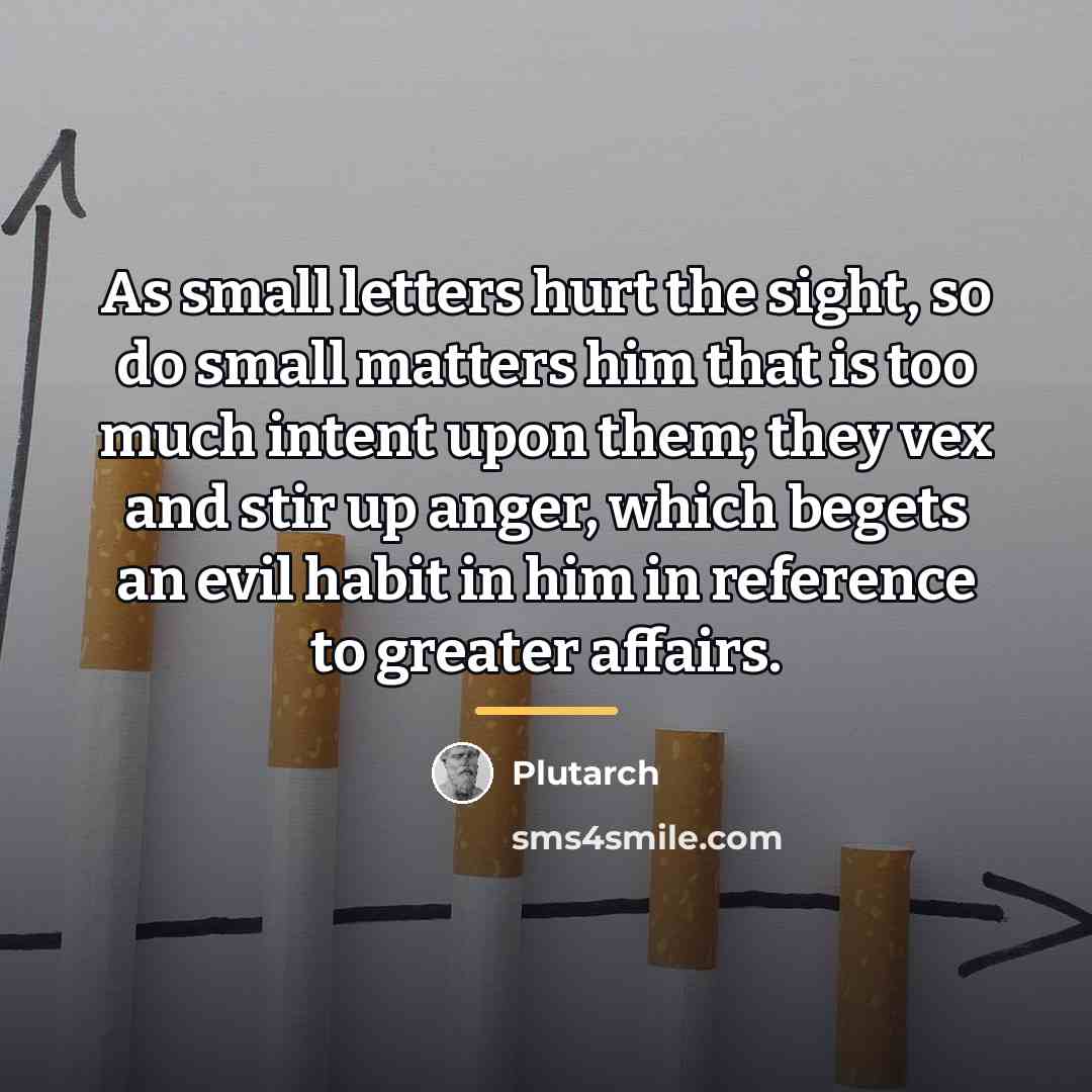 “As small letters hurt the sight, so do small matters…” quote by Plutarch