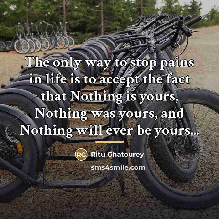 “The only way to stop pains in life is to…” quote by Ritu Ghatourey
