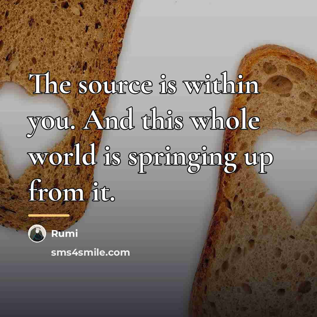“The source is within you. And this whole world is…” quote by Rumi