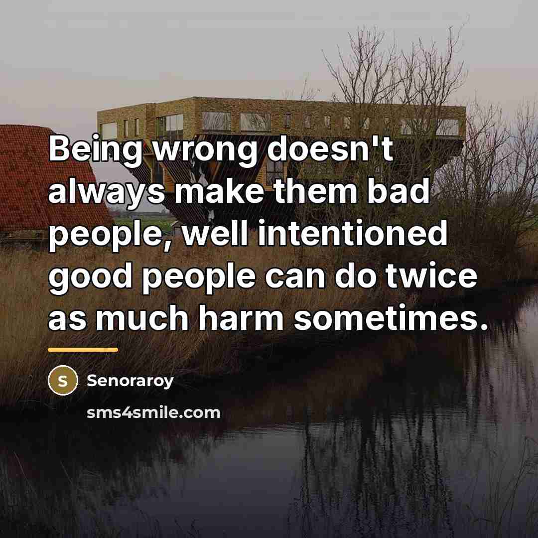“Being wrong doesn't always make them bad people, well intentioned…” quote by Senoraroy
