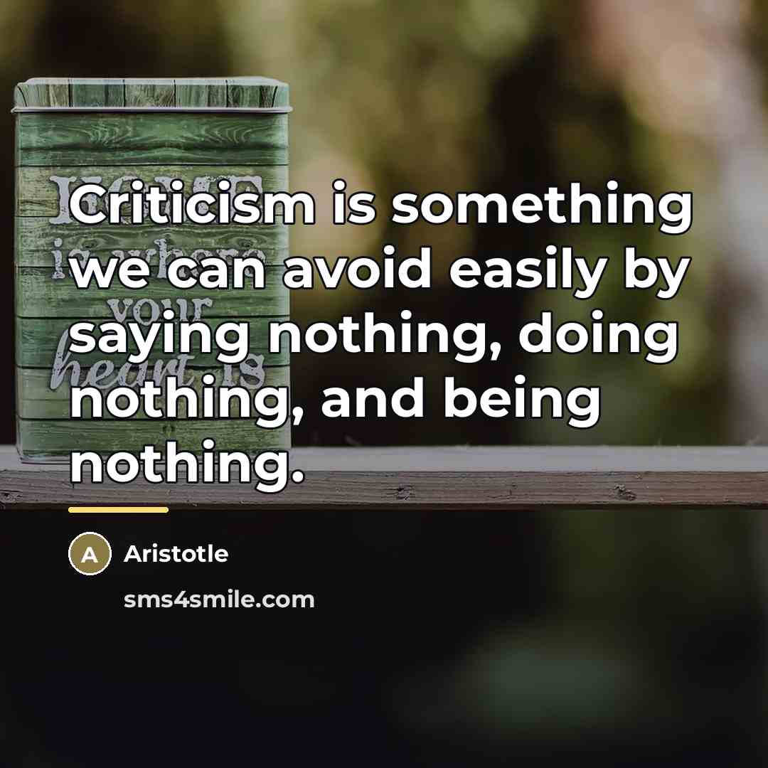 “Criticism is something we can avoid easily by saying nothing,…” quote by Aristotle