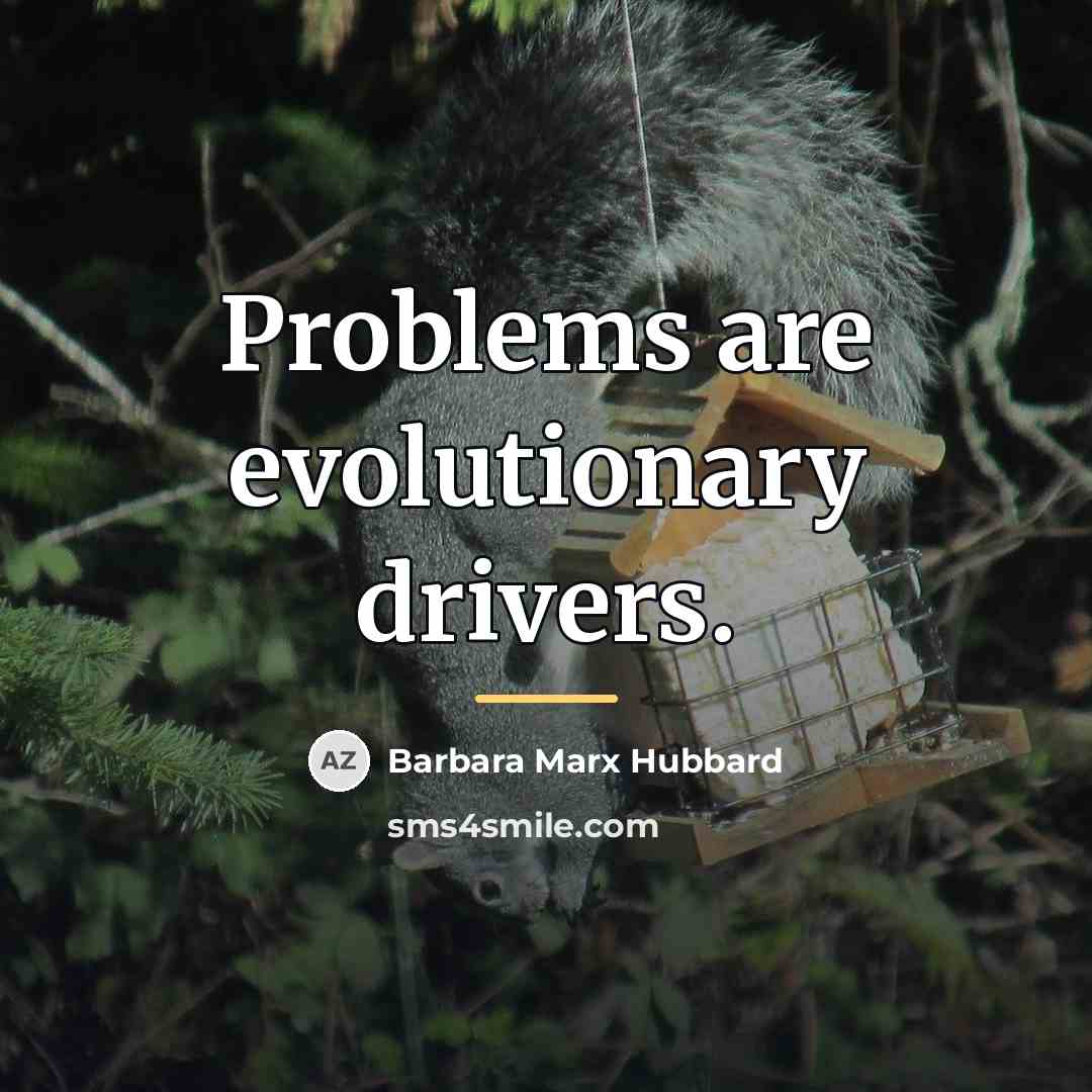 “Problems are evolutionary drivers.…” quote by Barbara Marx Hubbard