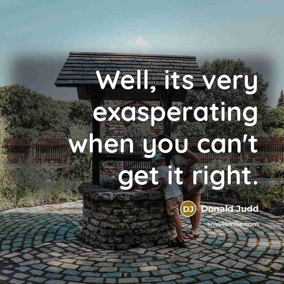“Well, its very exasperating when you can't get it right.…” quote by Donald Judd