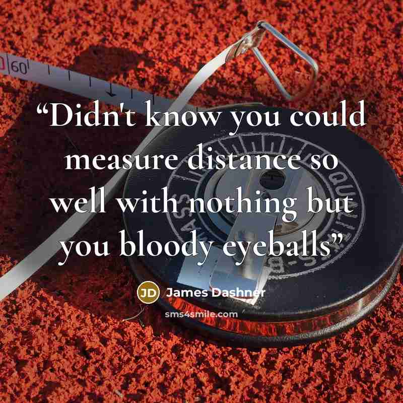 “Didn't know you could measure distance so well with nothing but you bloody eyeballs” quote by James Dashner