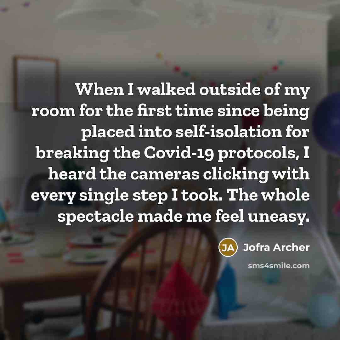 “When I walked outside of my room for the first…” quote by Jofra Archer