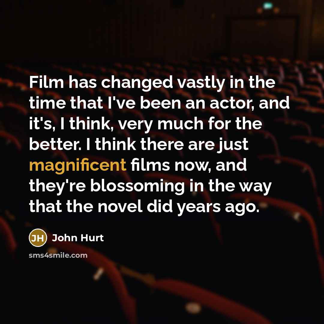 “Film has changed vastly in the time that I've been…” quote by John Hurt