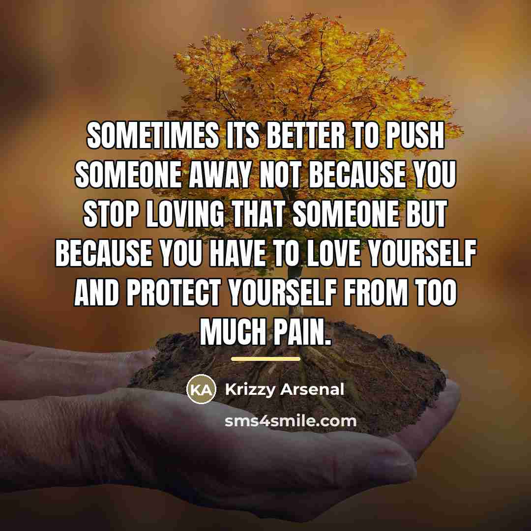 “Sometimes its better to push someone away not because you…” quote by Krizzy Arsenal