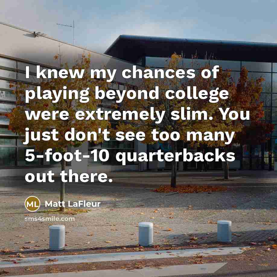 “I knew my chances of playing beyond college were extremely…” quote by Matt LaFleur
