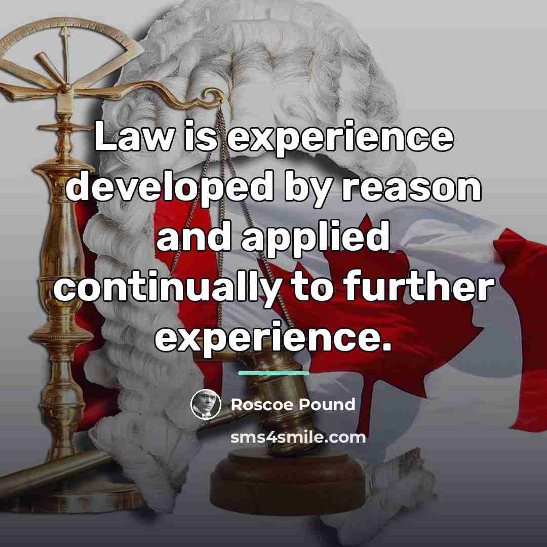 “Law is experience developed by reason and applied continually to…” quote by Roscoe Pound