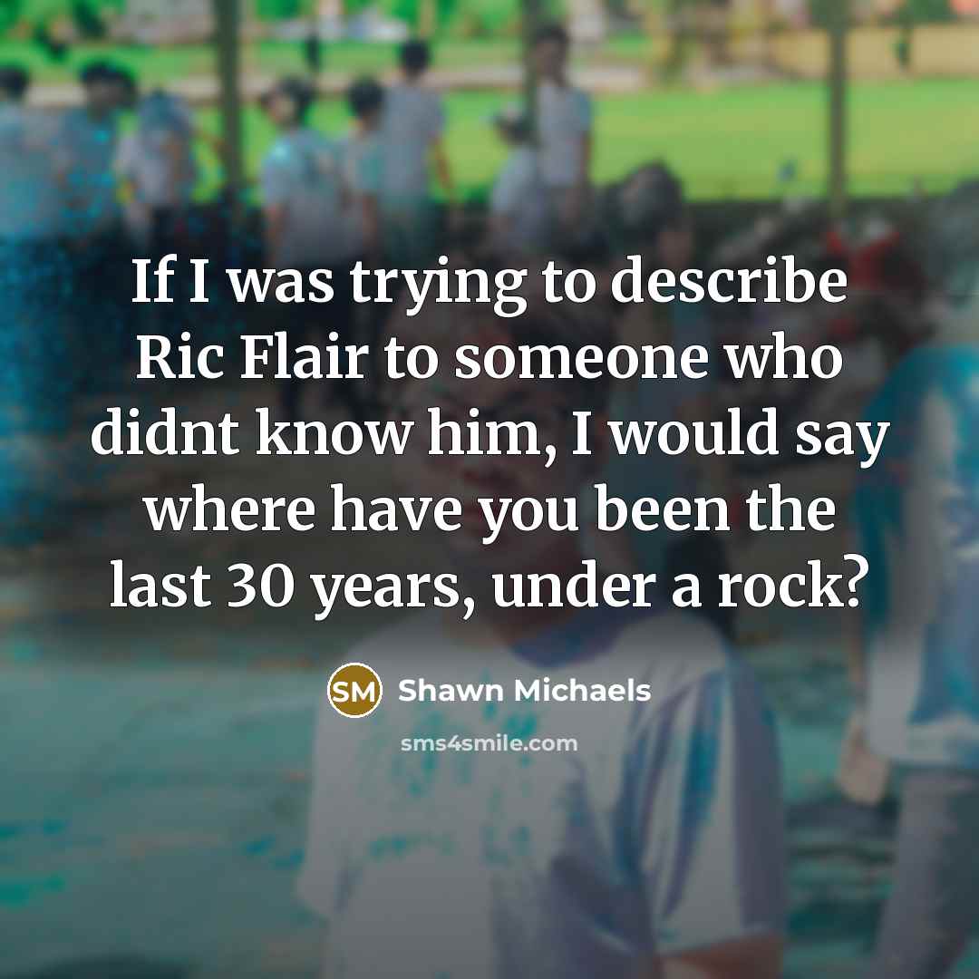 “If I was trying to describe Ric Flair to someone who didnt know him, I would say where have you been the last 30 years, under a rock?” quote by Shawn Michaels