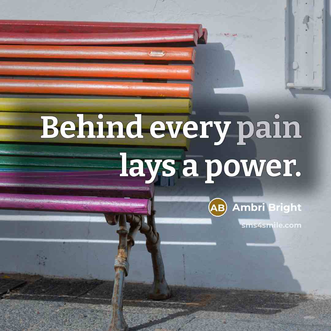 “Behind every pain lays a power.…” quote by Ambri Bright