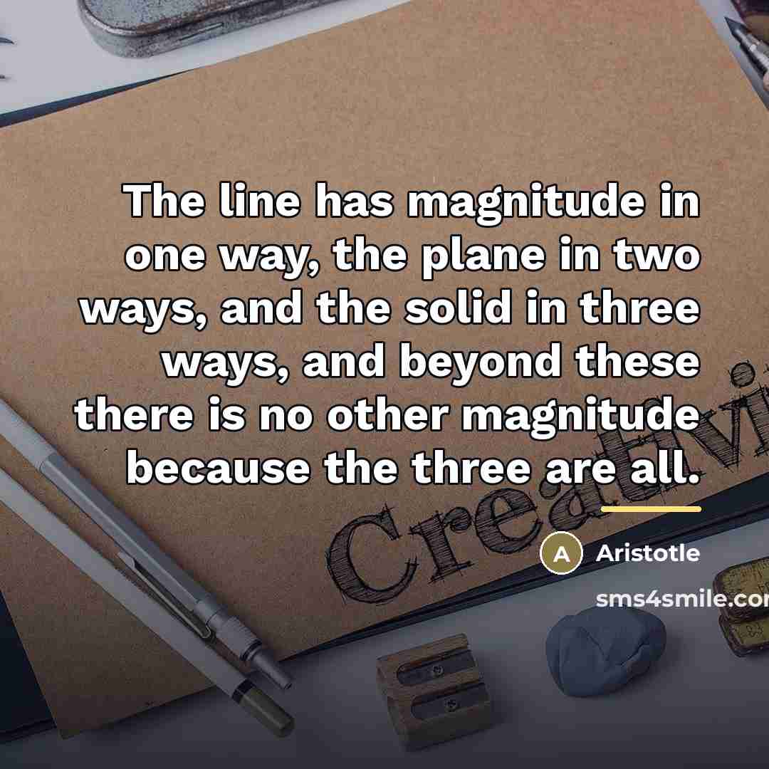 “The line has magnitude in one way, the plane in…” quote by Aristotle