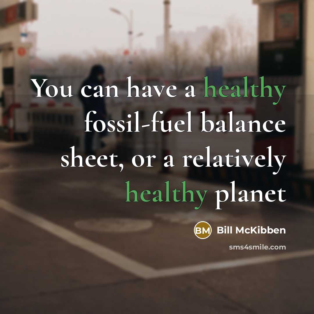 “You can have a healthy fossil-fuel balance sheet, or a…” quote by Bill McKibben