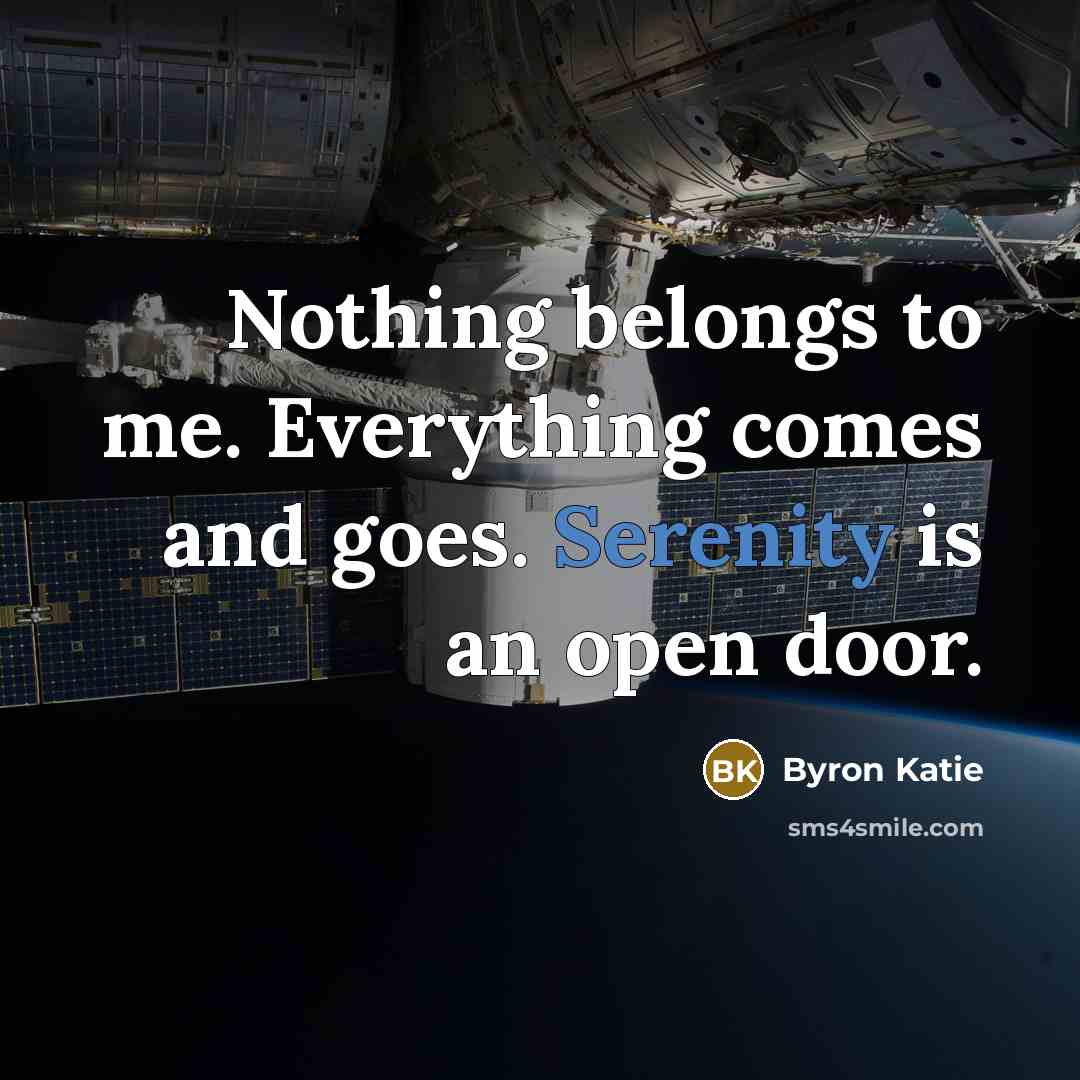 “Nothing belongs to me. Everything comes and goes. Serenity is…” quote by Byron Katie