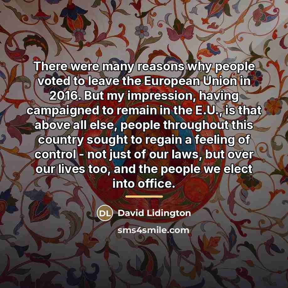 “There were many reasons why people voted to leave the…” quote by David Lidington