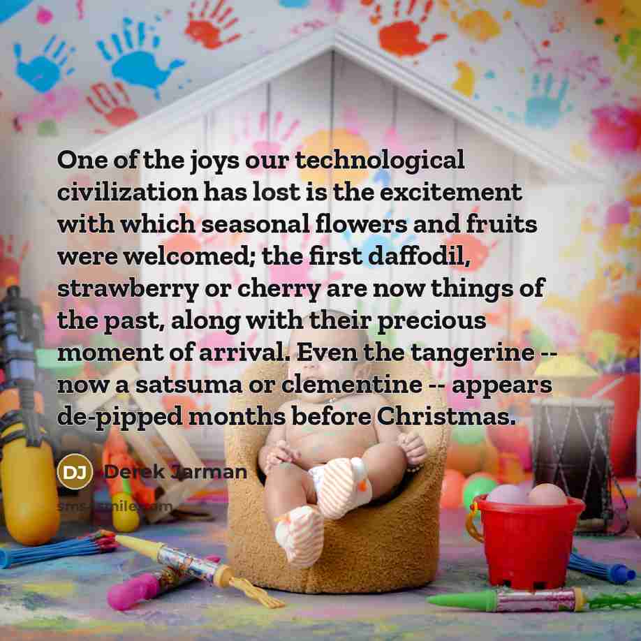 “One of the joys our technological civilization has lost is…” quote by Derek Jarman
