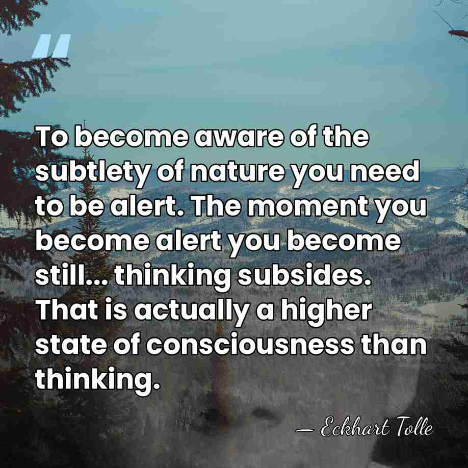 To become aware of the subtlety of nature you need to be&hellip; - Eckhart Tolle