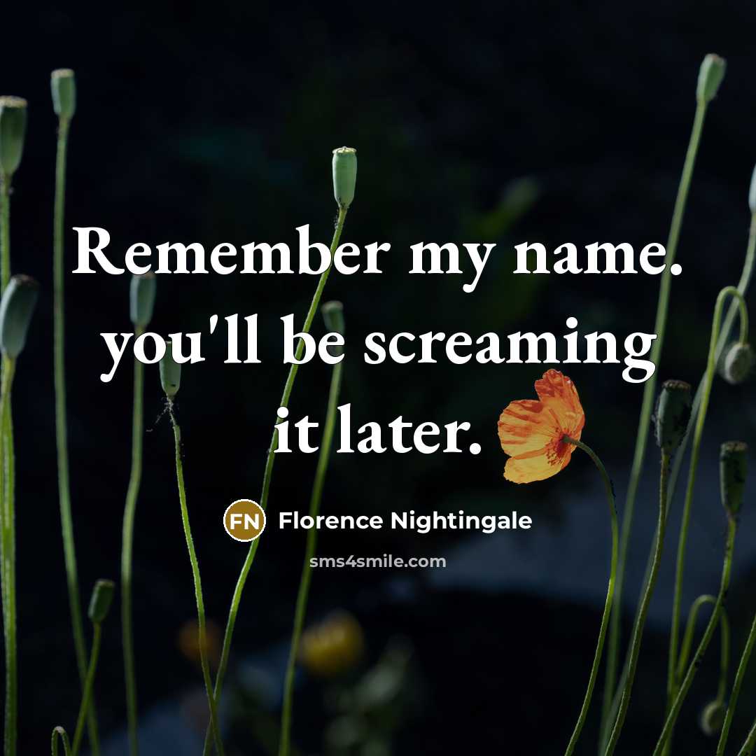 “Remember my name. you'll be screaming it later.…” quote by Florence Nightingale