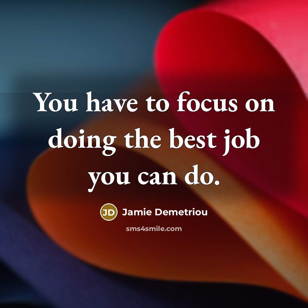 “You have to focus on doing the best job you…” quote by Jamie Demetriou
